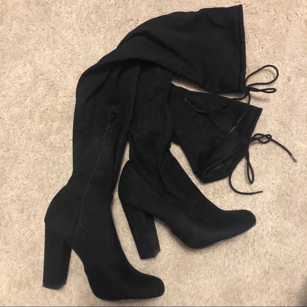 Fashion Nova black thigh high boots in US 6.5